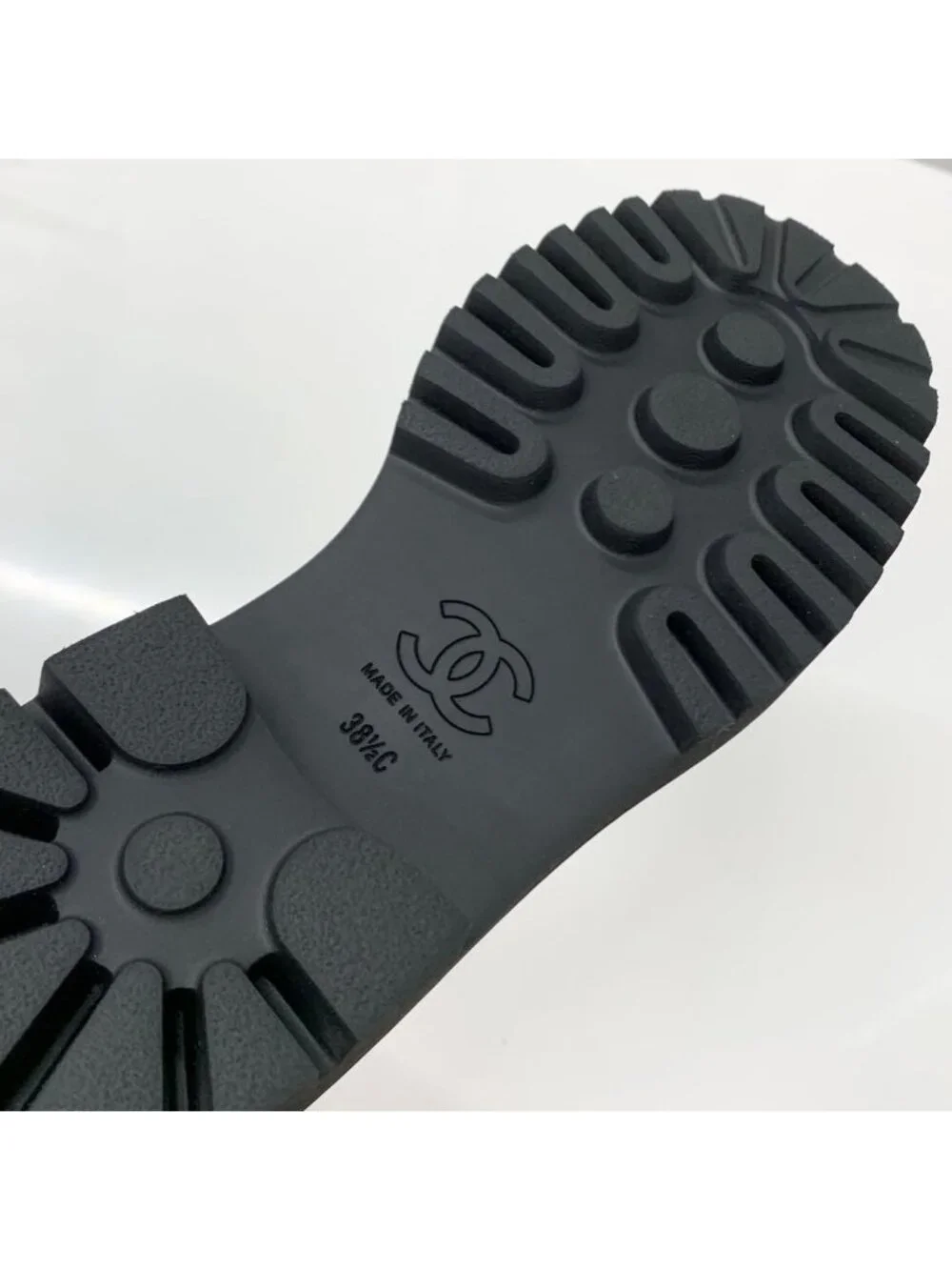 Chanel CC Logo Leather Patent Side Gore Short Boots White